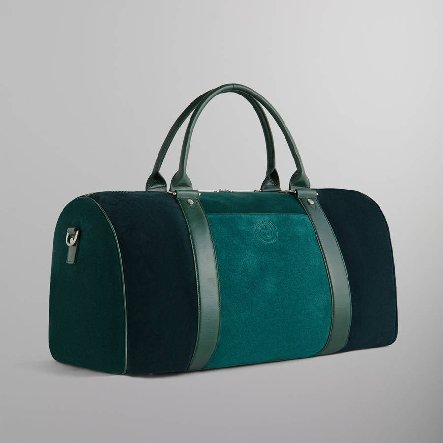 Deep Green Men Kith for BMW Mixed Suede Duffle Bags | 1625-GAOPC