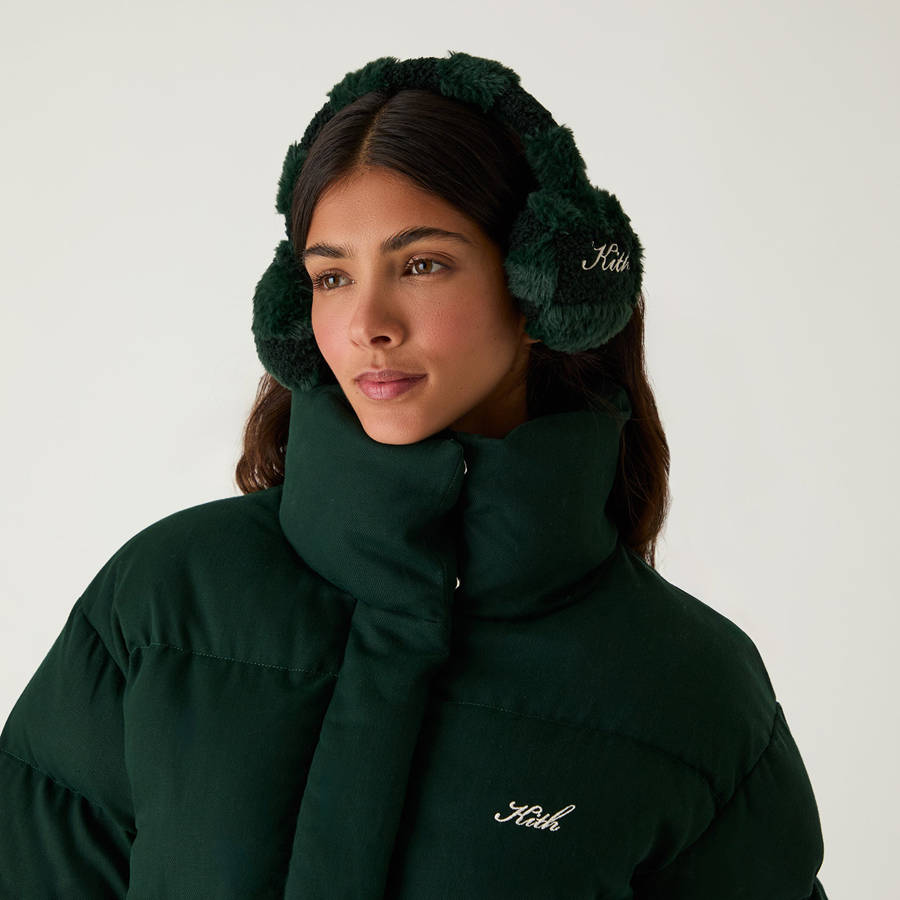 Deep Green Women Kith Monogram Sherpa Ear Muff Headwear | 0645-NDCGO
