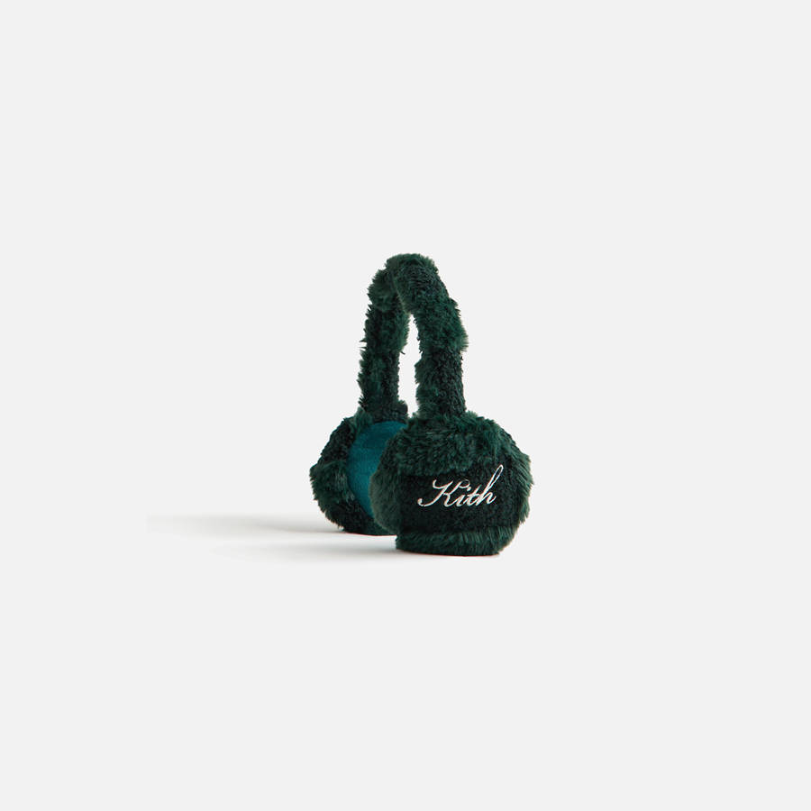 Deep Green Women Kith Monogram Sherpa Ear Muff Headwear | 0645-NDCGO