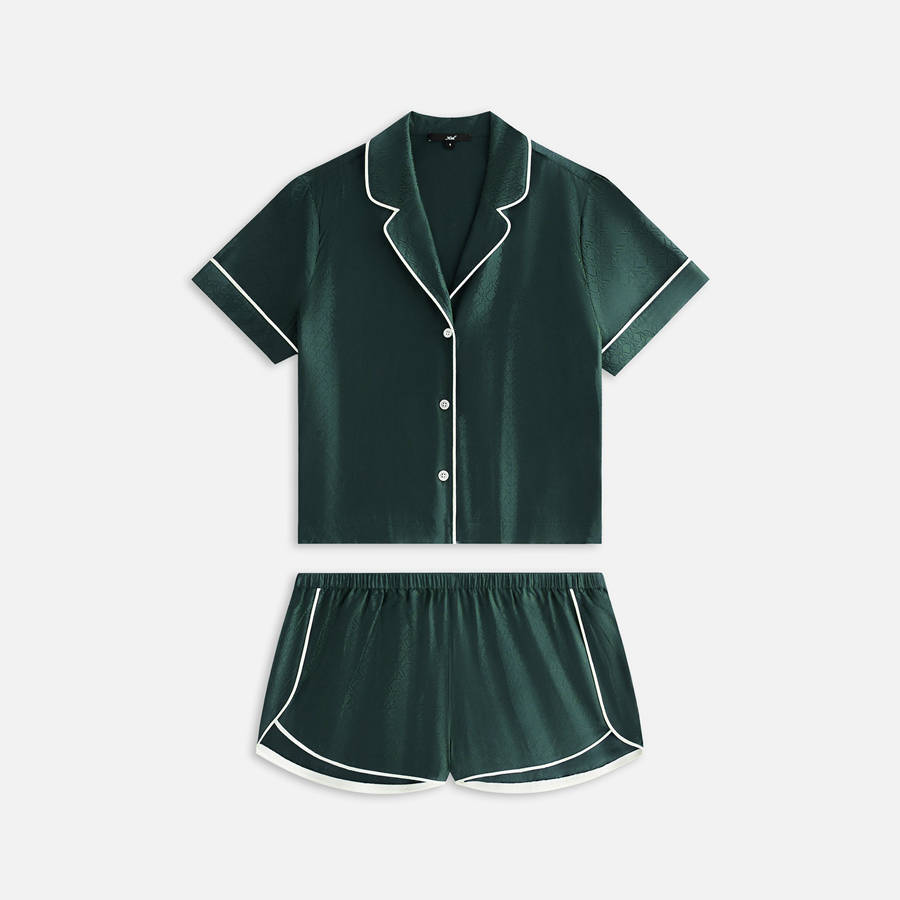 Deep Green / White Women Kith Crest Monogram Pajama Set Underwear | 7036-JZBMW