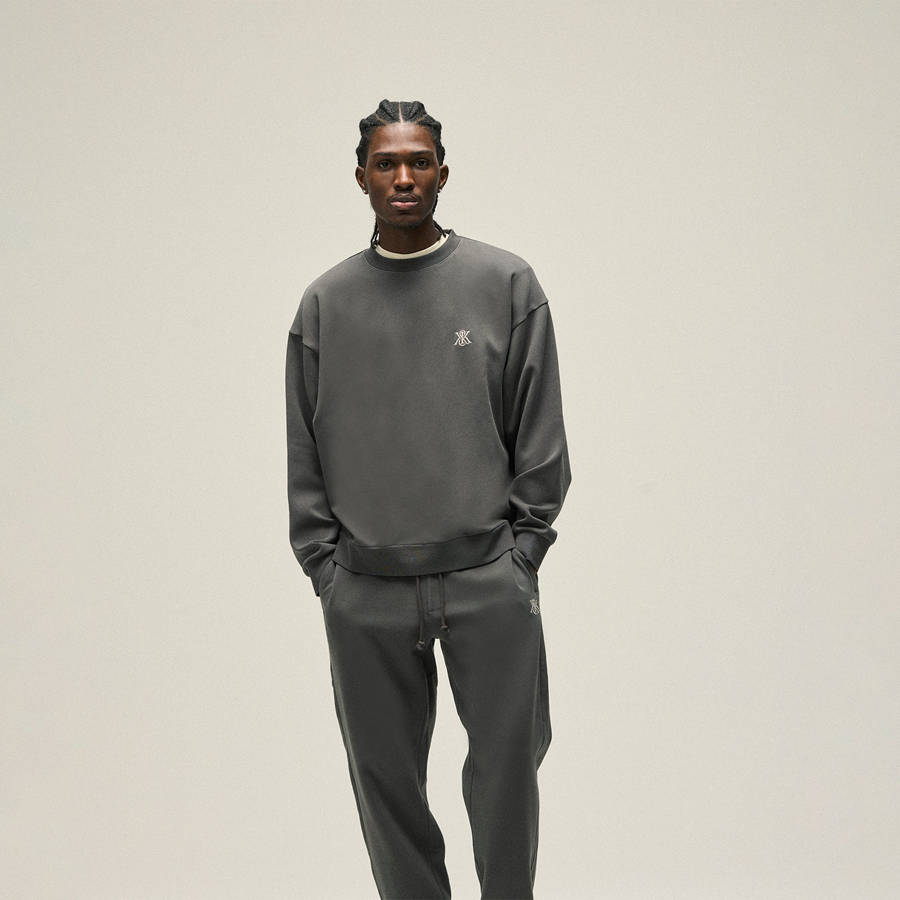 Deep Grey Men Kith Compact Knit Nelson Crewneck Sweatshirts | 8123-HMFCA