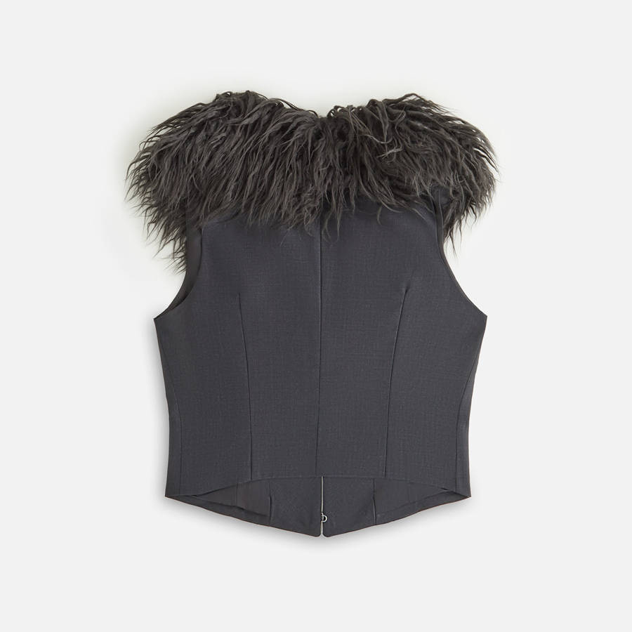 Deep Grey Women Kith Kyani Fur Collar Vest | 4230-ZXFEI