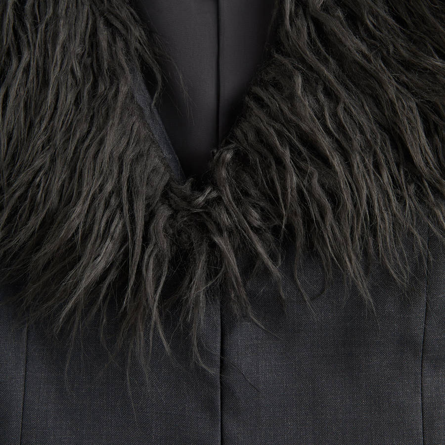 Deep Grey Women Kith Kyani Fur Collar Vest | 4230-ZXFEI