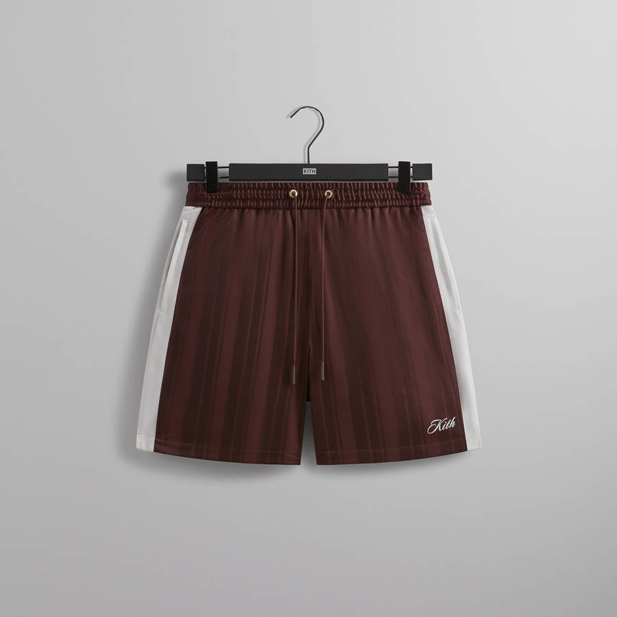 Deep Red Men Kith Pinstripe Tricot Active Shorts | 7126-RGHFO