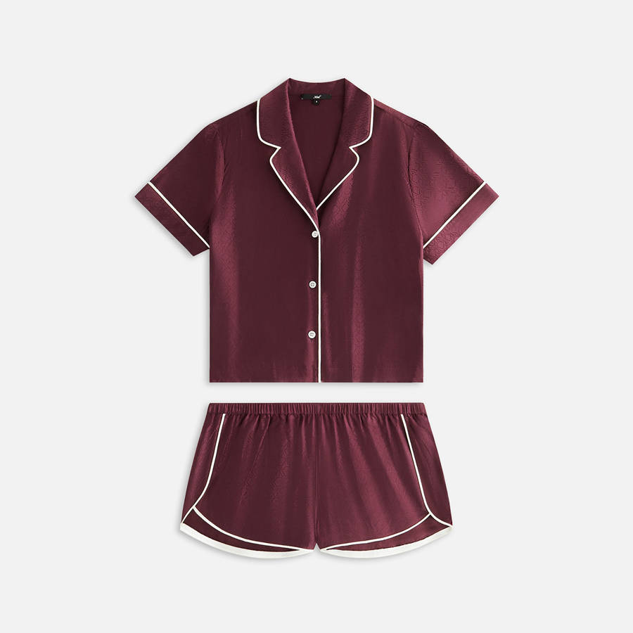 Deep Red / White Women Kith Crest Monogram Pajama Set Underwear | 8352-KGOUB