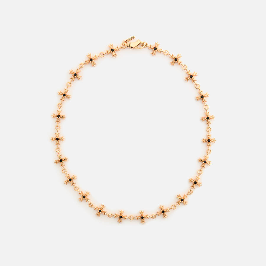 Gold Men Kith Emanuele Bicocchi Black Zirconia Crest Necklace Jewelry | 8705-VCFPW