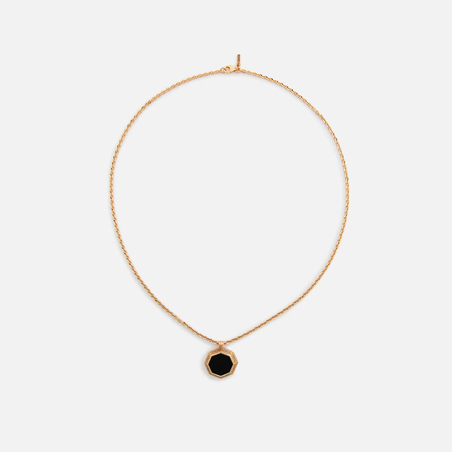 Gold Men Kith Emanuele Bicocchi Gold Octagon Onyx Amulet Necklace Jewelry | 4683-CZFWL