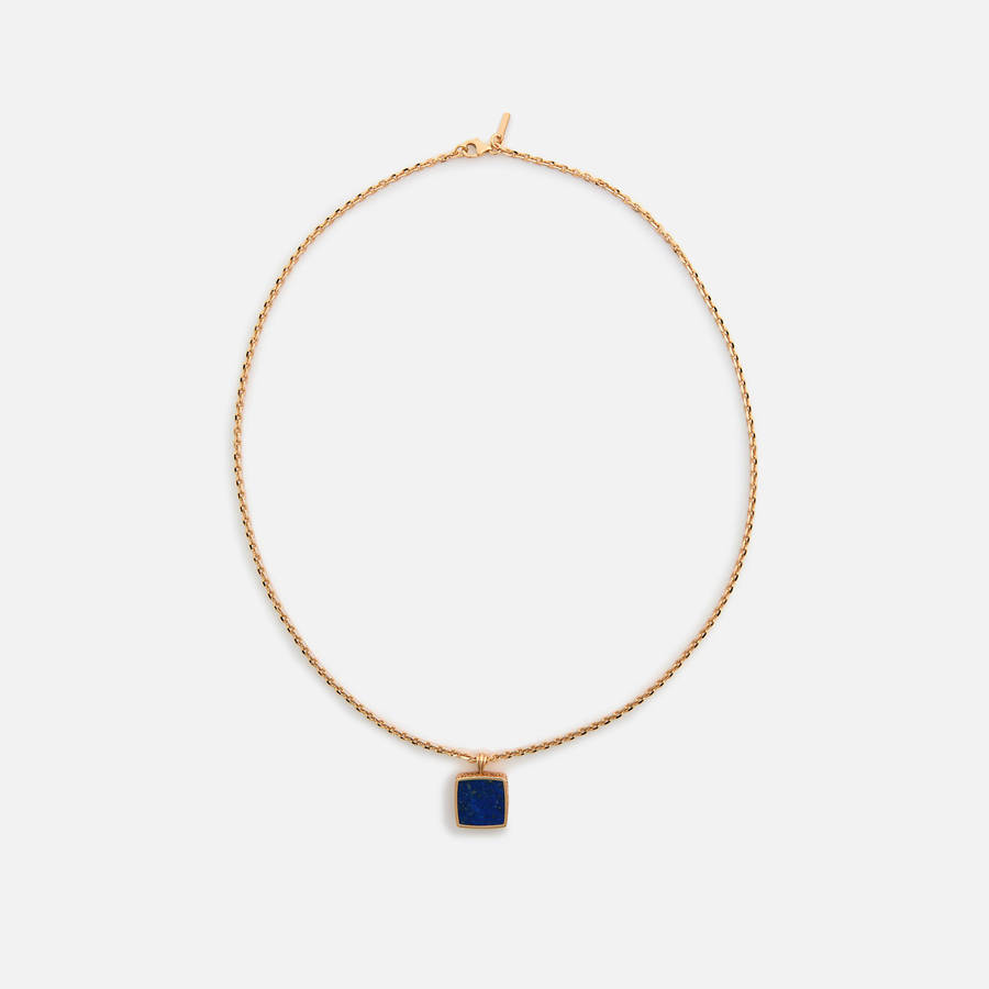 Gold Men Kith Emanuele Bicocchi Gold Square Lapis Amulet Necklace Jewelry | 0156-DVQCX