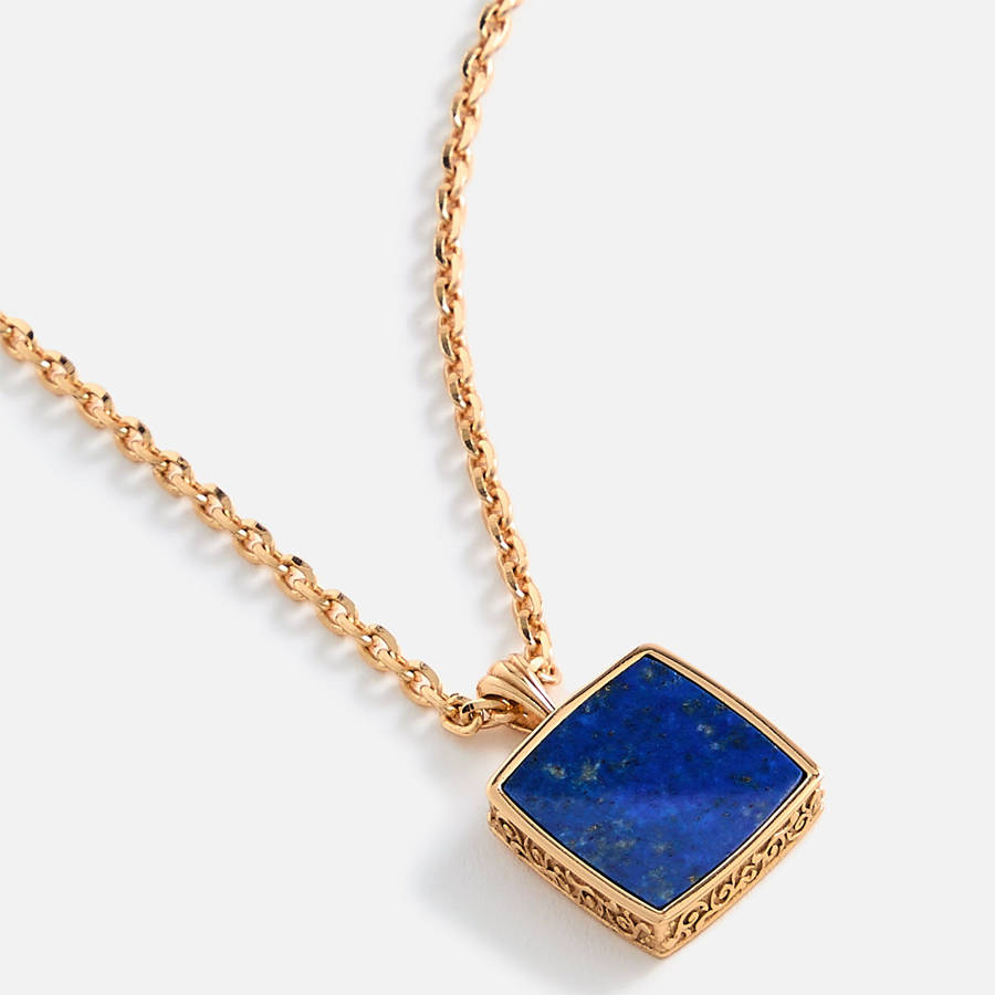 Gold Men Kith Emanuele Bicocchi Gold Square Lapis Amulet Necklace Jewelry | 0156-DVQCX