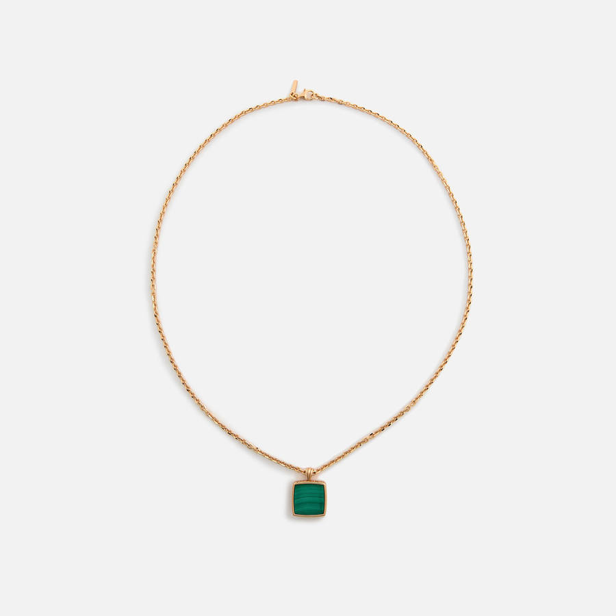Gold Men Kith Emanuele Bicocchi Gold Square Malachite Amulet Necklace Jewelry | 5971-WILGB