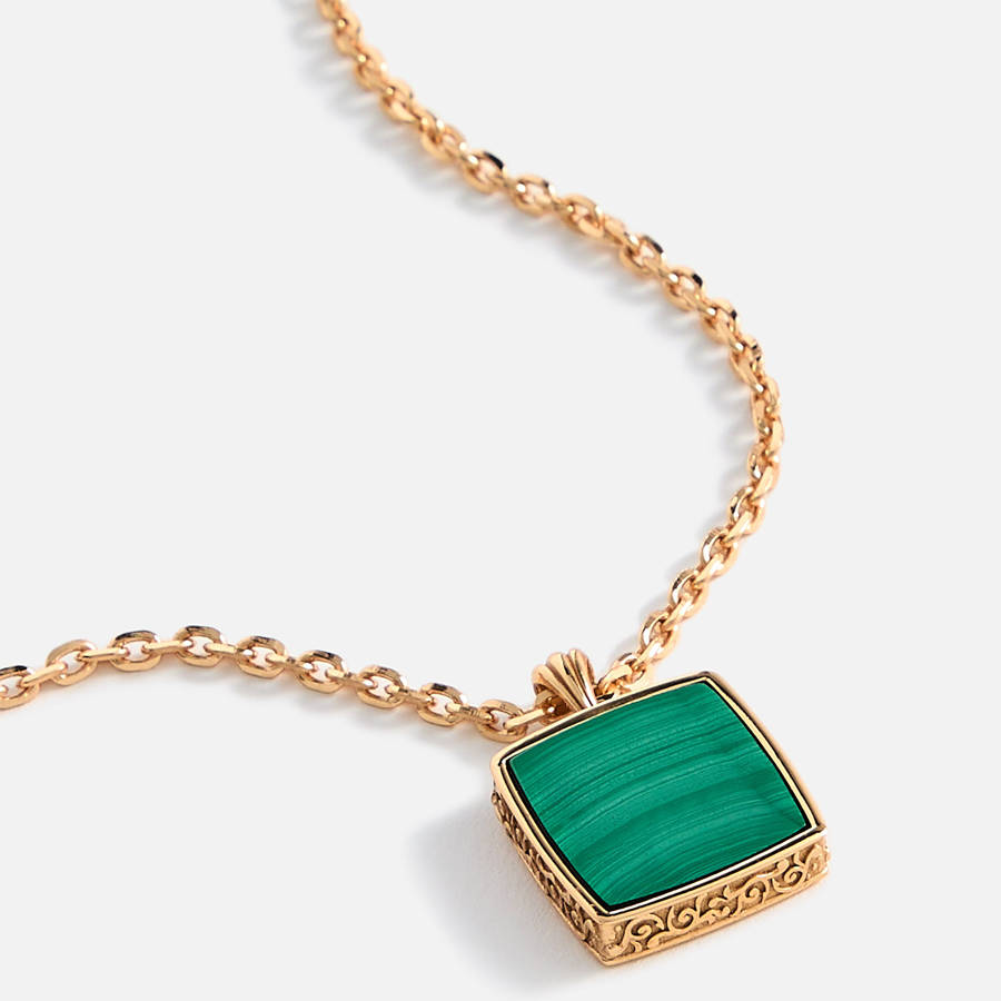 Gold Men Kith Emanuele Bicocchi Gold Square Malachite Amulet Necklace Jewelry | 5971-WILGB