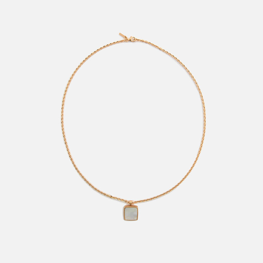 Gold Men Kith Emanuele Bicocchi Gold Square Mother of Pearl Amulet Necklace Jewelry | 7098-VLPMO