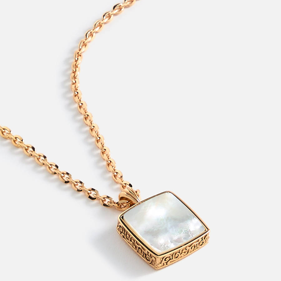 Gold Men Kith Emanuele Bicocchi Gold Square Mother of Pearl Amulet Necklace Jewelry | 7098-VLPMO