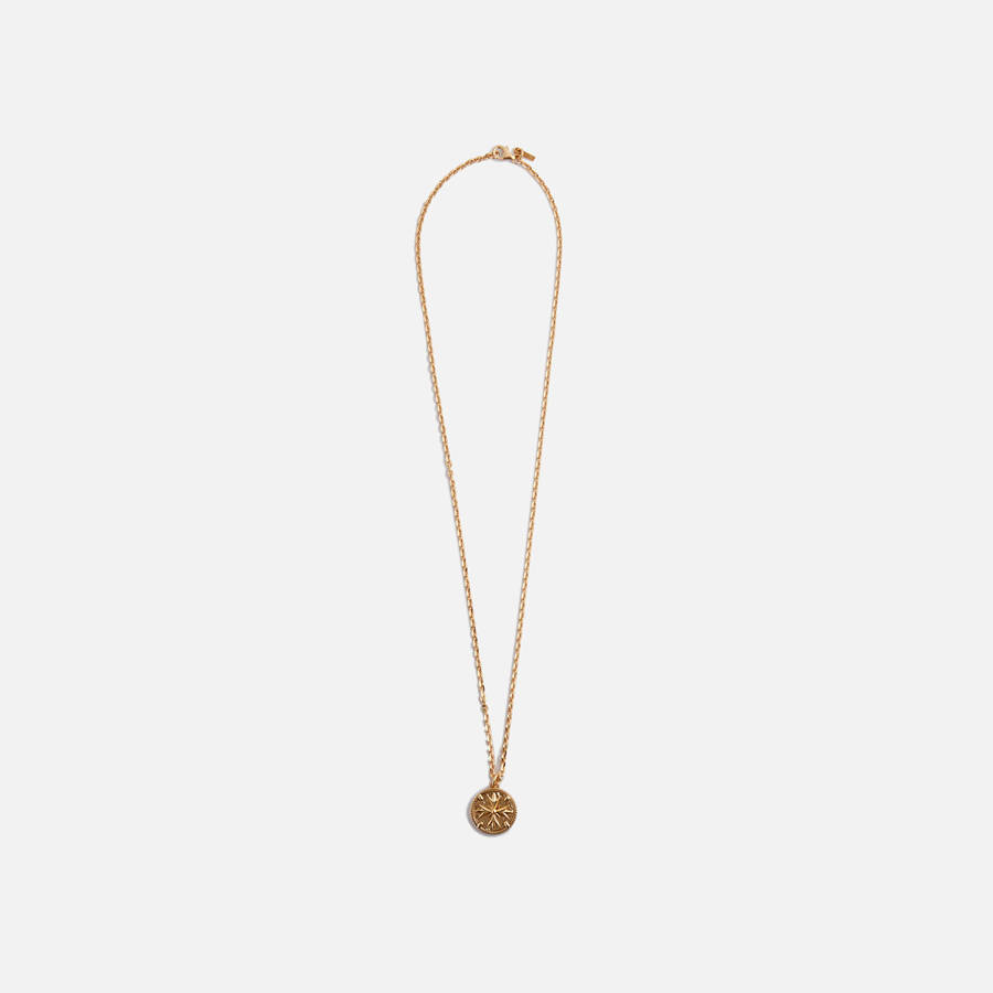 Gold Men Kith Emanuele Bicocchi Lily Coin Pendant Necklace Large Jewelry | 8620-MOGNU