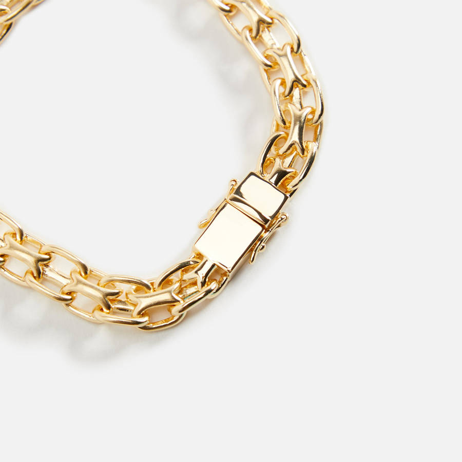 Gold Men Kith Tom Wood Vintage Bracelet 925 Sterling Silver / 9K Gold 7.7 Jewelry | 5362-HFBNP