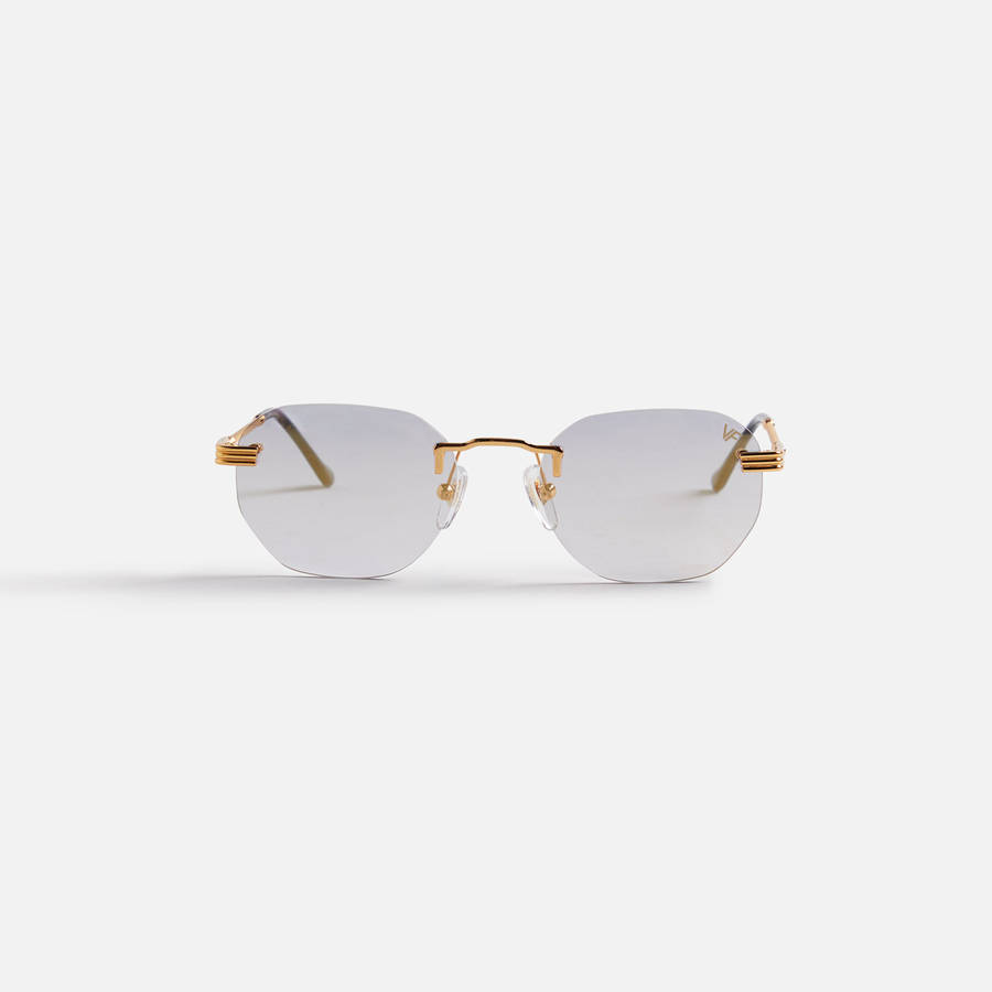 Gold Men Kith Vintage Frames Detroit Player Drill Mount 24Kt Gold Sunglasses | 7513-CLYEO