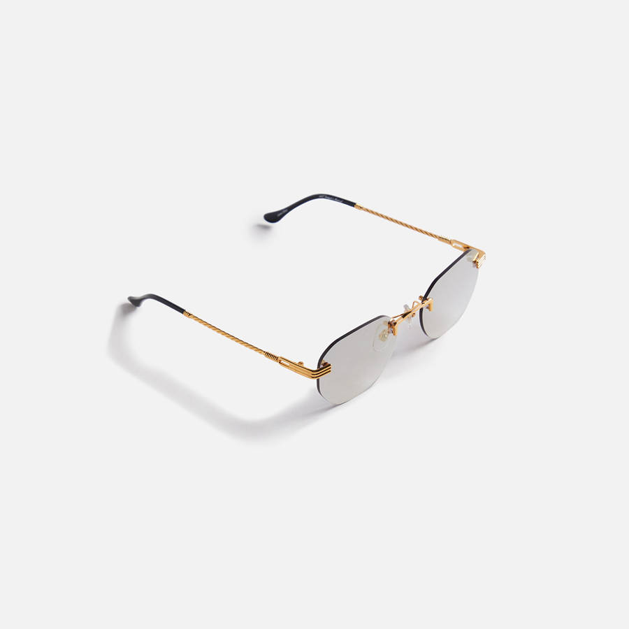 Gold Men Kith Vintage Frames Detroit Player Drill Mount 24Kt Gold Sunglasses | 7513-CLYEO