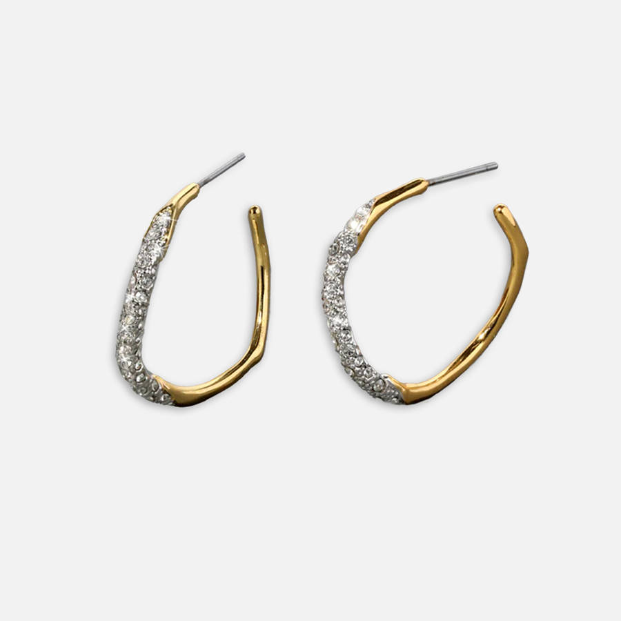 Gold Women Kith Alexis Bittar Crystal Pave Hoop Earrings Jewelry | 6035-MXSAJ
