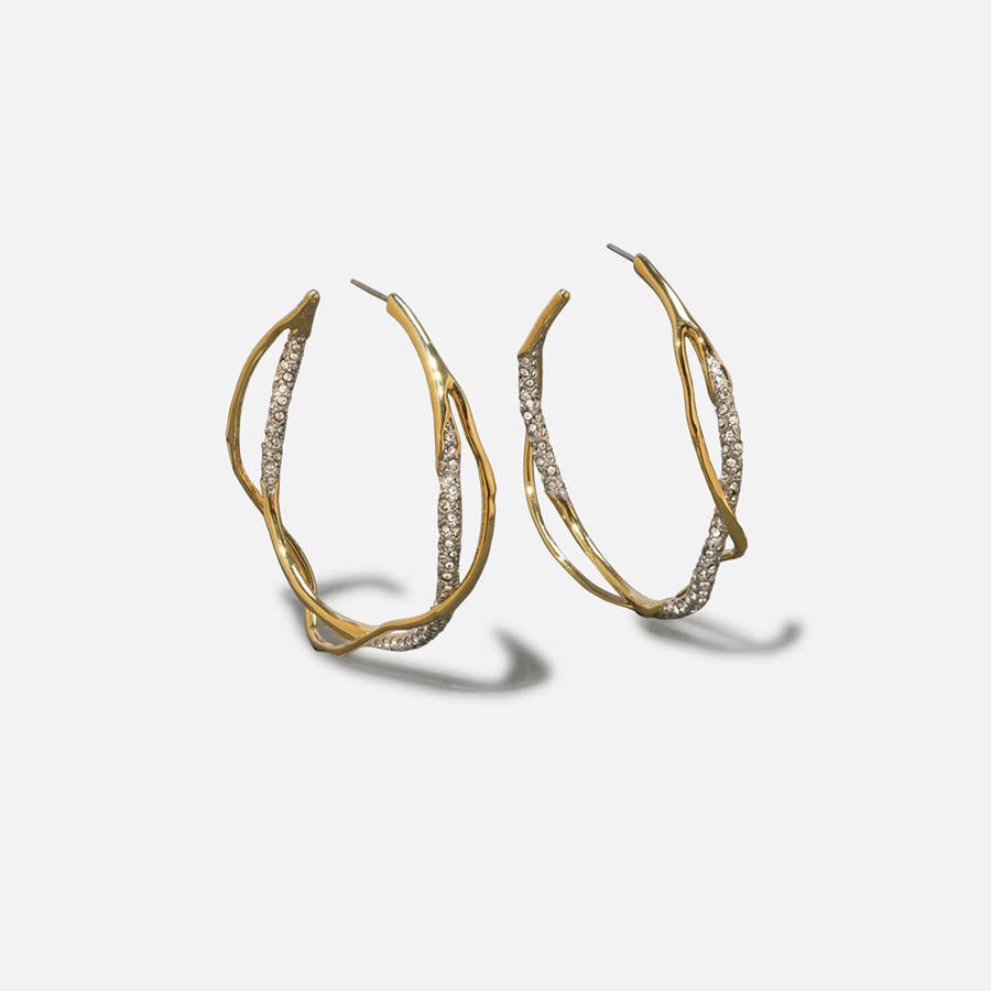 Gold Women Kith Alexis Bittar Intertwined Crystal Pave Hoop Earrings Jewelry | 4573-UZXBC
