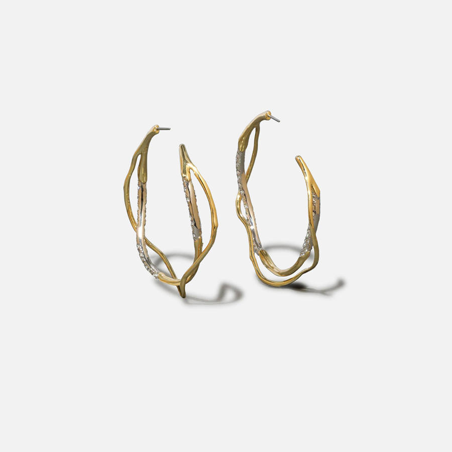 Gold Women Kith Alexis Bittar Intertwined Crystal Pave Hoop Earrings Jewelry | 4573-UZXBC