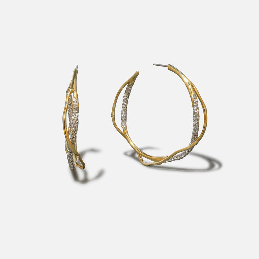 Gold Women Kith Alexis Bittar Intertwined Crystal Pave Hoop Earrings Jewelry | 4573-UZXBC