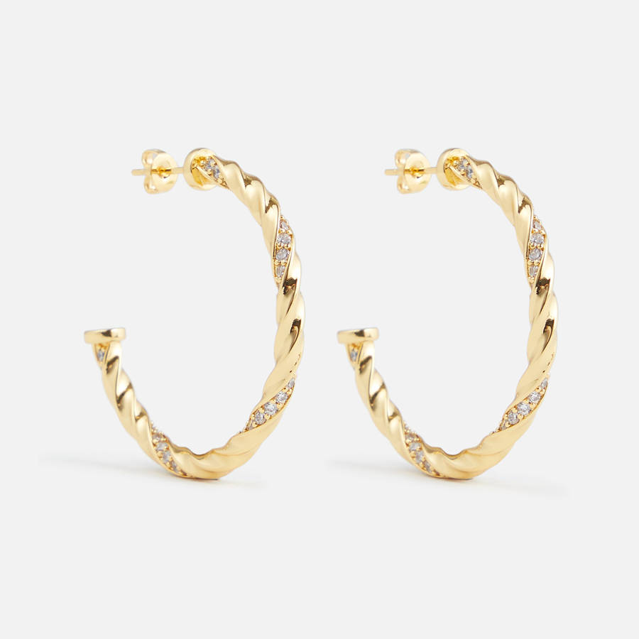 Gold Women Kith Crystal Haze Rope Chain Hoops Jewelry | 1245-JDFNU