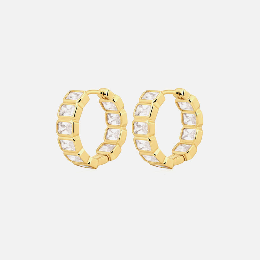 Gold Women Kith Luv AJ The Bianca Bezel Hoops Jewelry | 8529-GIFLY