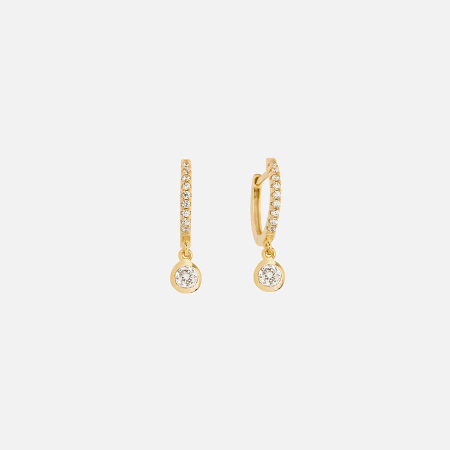 Gold Women Kith SHASHI Bezel Pave Huggie Jewelry | 5396-OCKRV