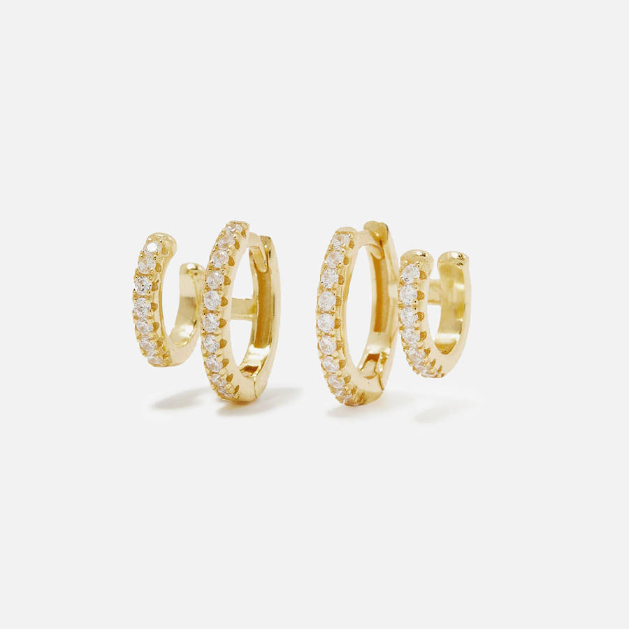 Gold Women Kith SHASHI Katerina Double Earrings Jewelry | 4106-TUAWQ
