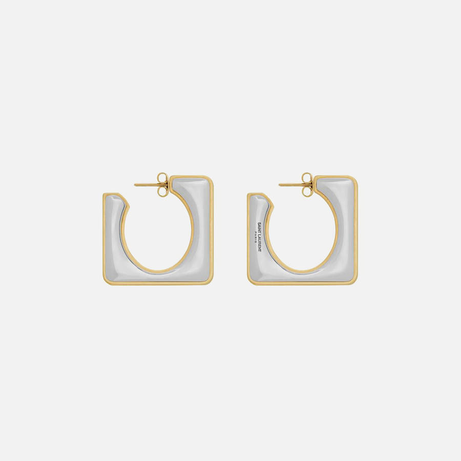 Gold Women Kith Saint Laurent Split Square Hoop Earrings Jewelry | 9604-KPGBN