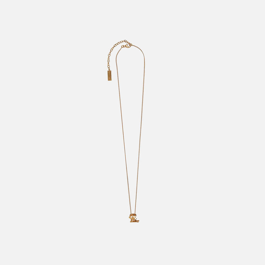 Gold Women Kith Saint Laurent YSL Twist Charm Necklace Jewelry | 5642-JRMGC