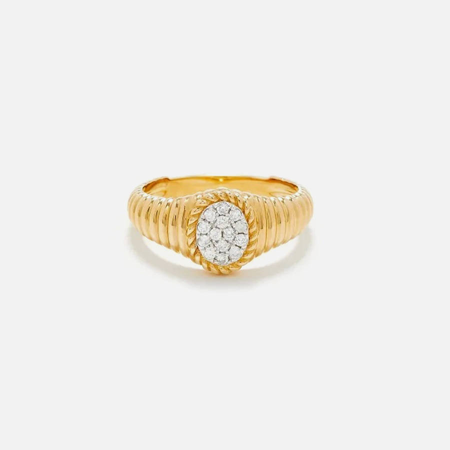 Gold Women Kith Yvonne Leon Baby Chevaliere Ovale Berlingot Diamants Jaune Jewelry | 0941-WYCTP