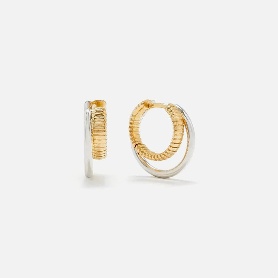 Gold / Silver Women Kith Yvonne Leon Two Tone Mini Hoop Earrings Jewelry | 0952-XAIJQ
