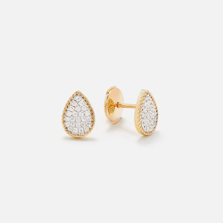 Gold / White Women Kith Yvonne Leon Baby Puces Poire Diamond Earrings Jewelry | 3980-HGXLA