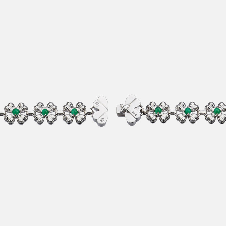 Green Black Women Kith SSIL Clover Tennis Necklace Jewelry | 8469-BSPUE