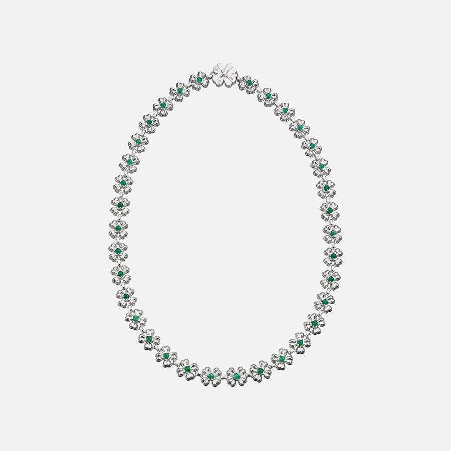 Green Black Women Kith SSIL Clover Tennis Necklace Jewelry | 8469-BSPUE