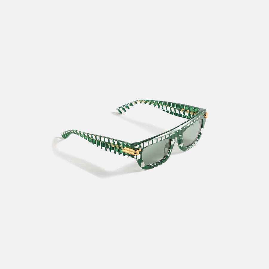 Green Men Kith Bottega Veneta Mitre Square Frame Sunglasses | 1364-LZNWB