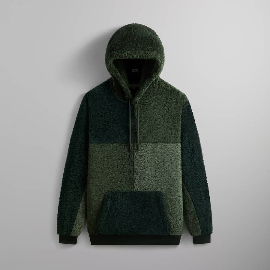 Green Men Kith Color-Blocked Plush Hoodie | 4218-YLQGX