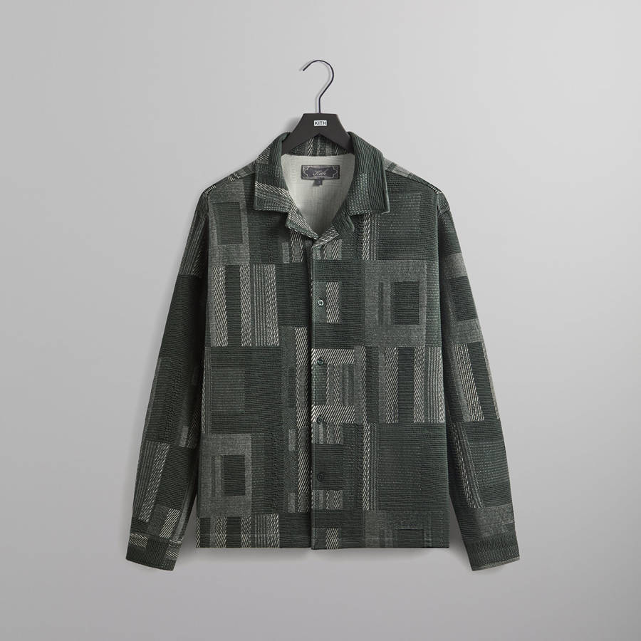 Green Men Kith Geometric Knit Cohen Shirts | 0457-DIRWO