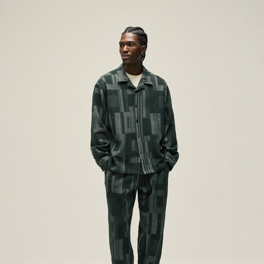 Green Men Kith Geometric Knit Cohen Shirts | 0457-DIRWO