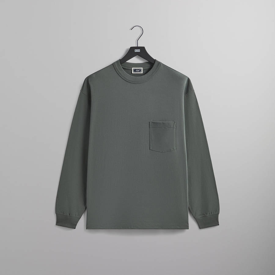 Green Men Kith Long Sleeve Leonard Pocket Shirts | 4578-CGRDL