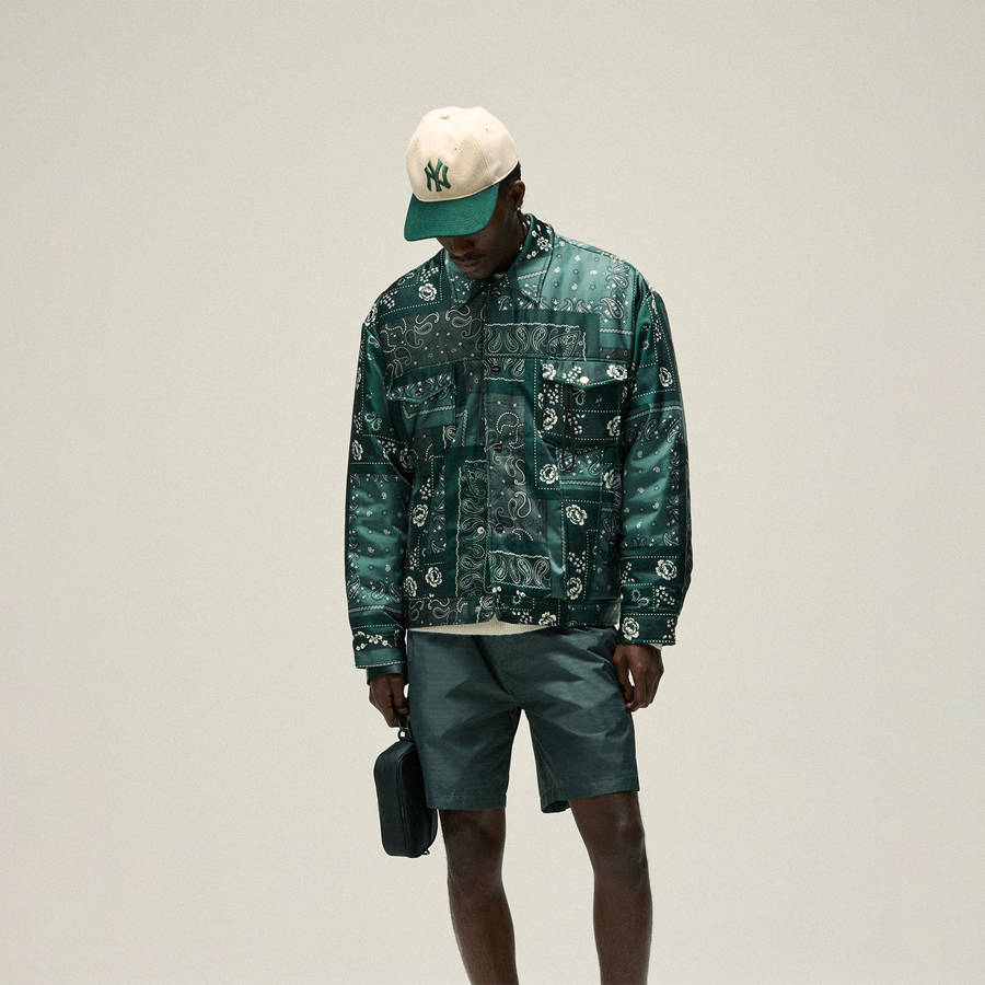 Green Men Kith Puffed Jase Satin Trucker Jackets | 4389-NZKLG