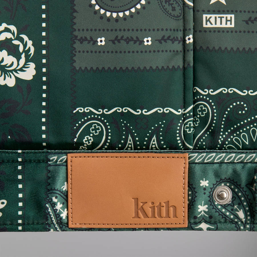 Green Men Kith Puffed Jase Satin Trucker Jackets | 4389-NZKLG