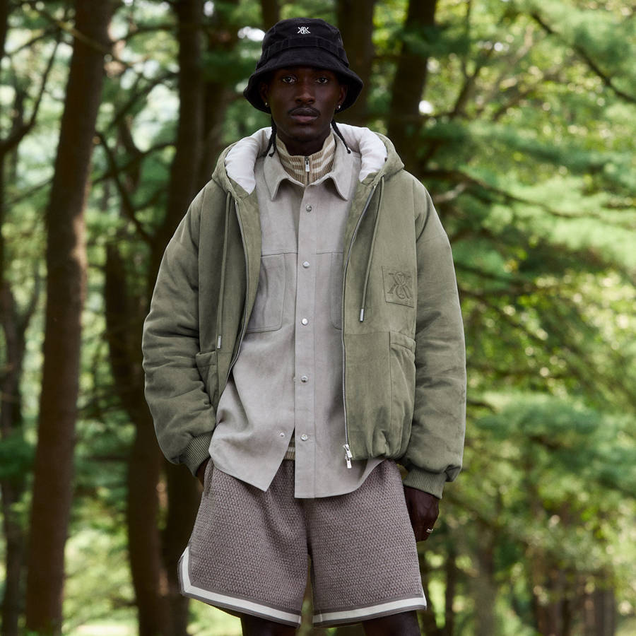 Green Men Kith Puffed Suede Jaysen Hoodie | 4237-DWHLE