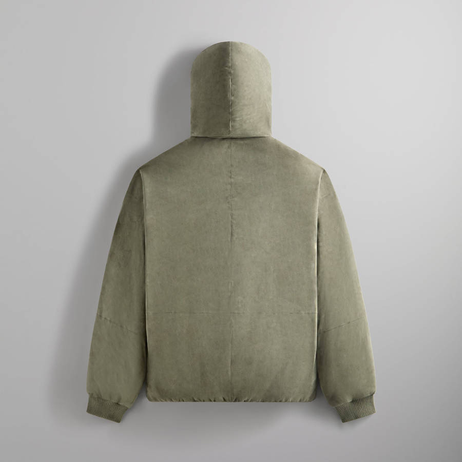 Green Men Kith Puffed Suede Jaysen Hoodie | 4237-DWHLE