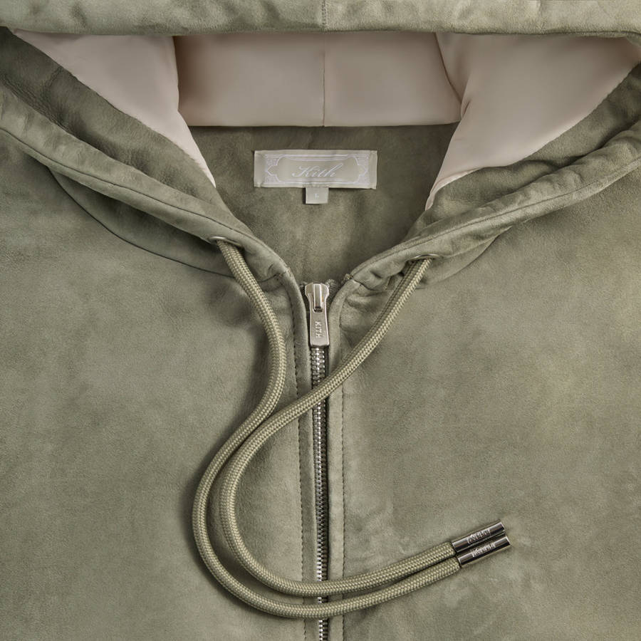 Green Men Kith Puffed Suede Jaysen Hoodie | 4237-DWHLE