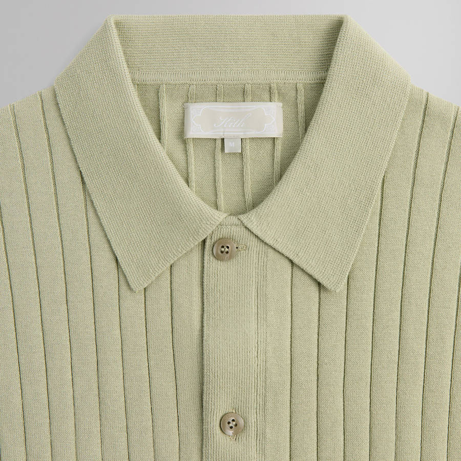 Green Men Kith Rhys Knit Stripe Buttondown Shirts | 8271-RIKFE