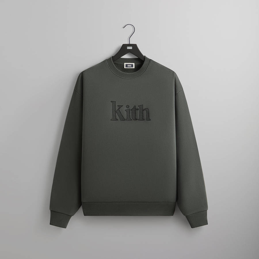 Green Men Kith Serif Nelson Crewneck Sweatshirts | 1632-BHKQV
