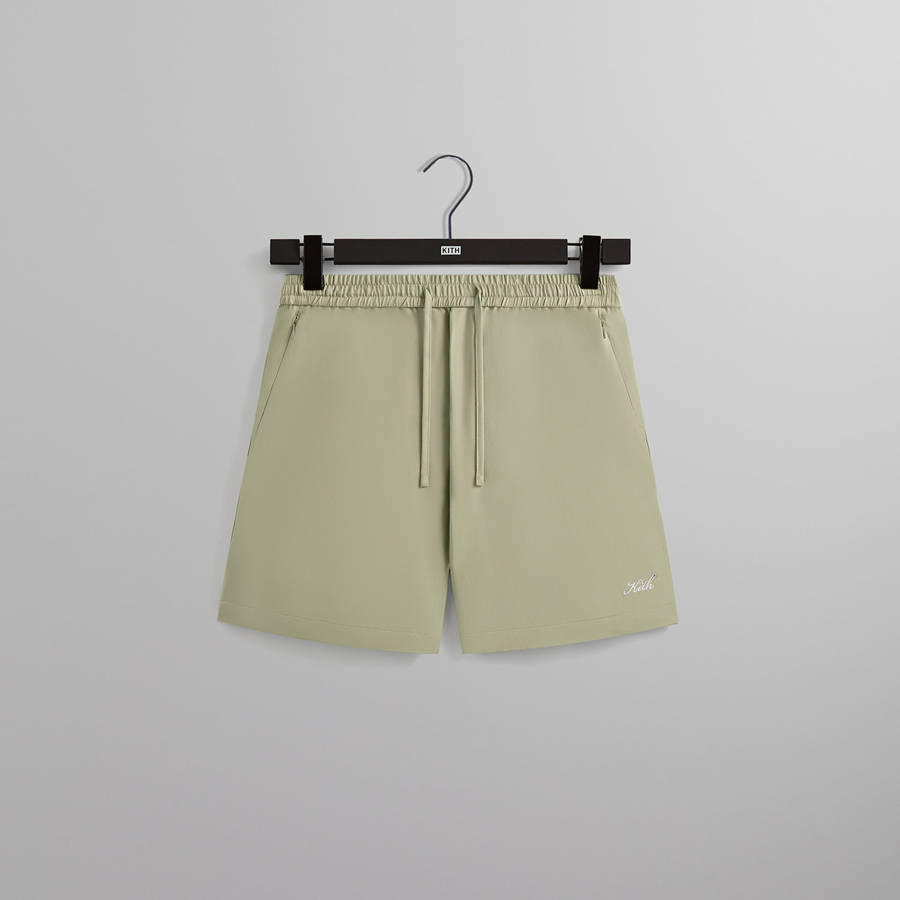 Green Men Kith Silk Cotton Cedar Shorts | 8693-YLXFP