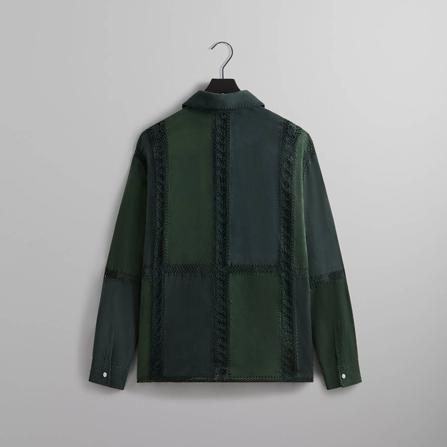 Green Men Kith Suede Combo Boxy Collared Overshirt Jackets | 1402-RULFY